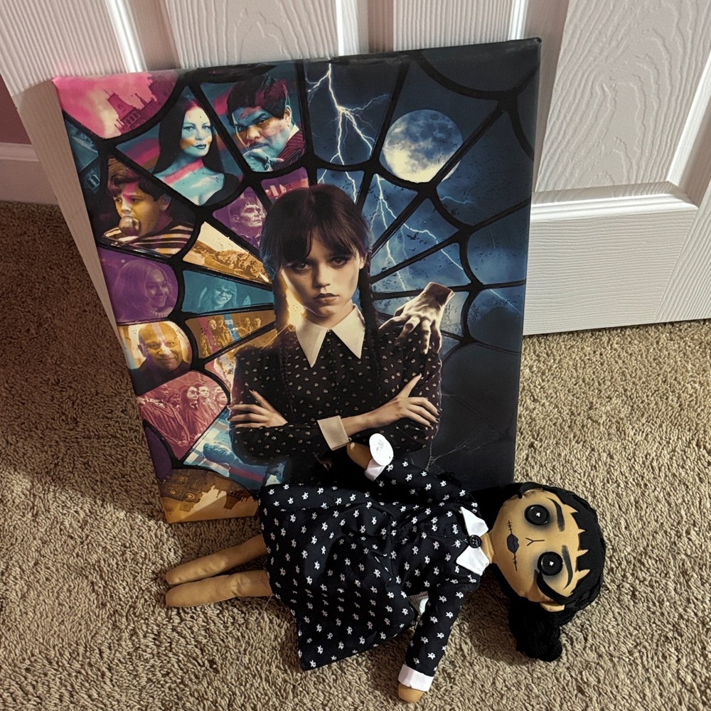 Kids Wednesday-Inspired Black Star Print Costume Dress